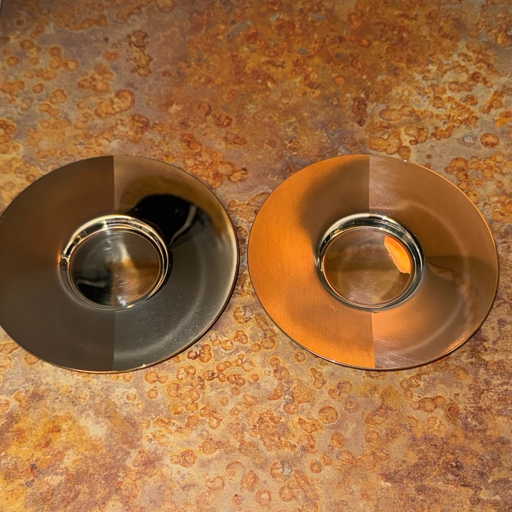 EUC Set of 2 Nespresso Collection Design Atelier Oï Stainless Steel Saucers